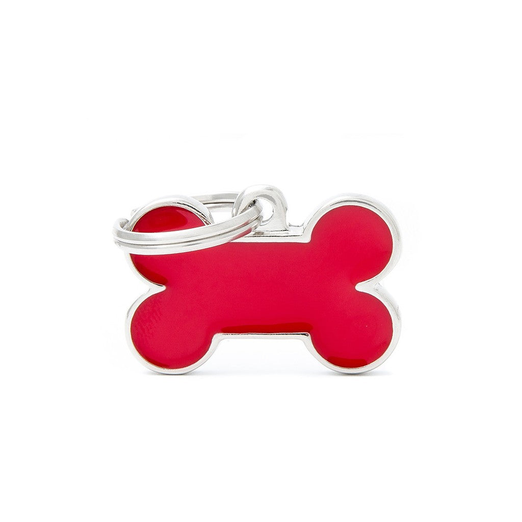 Medaglietta personalizzabile per cani osso piccolo rosso MyFamily