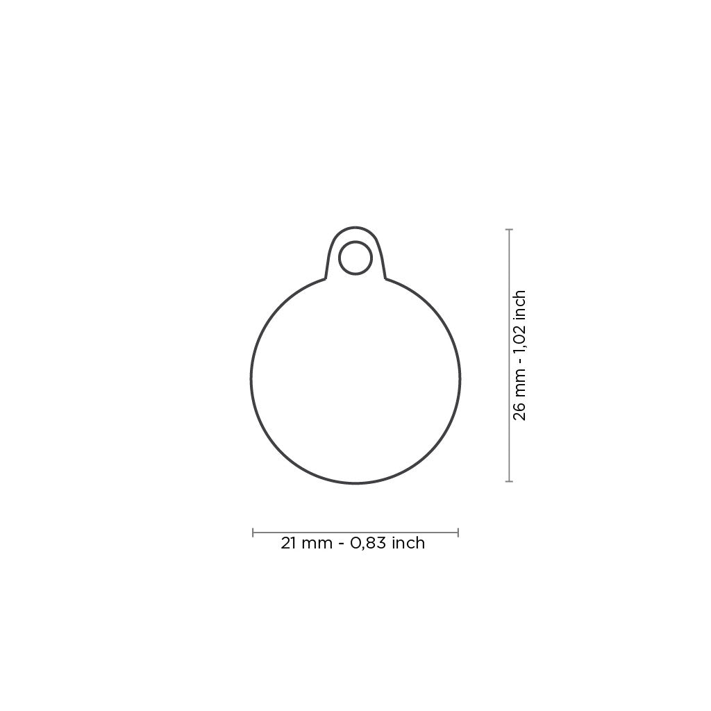 Misure medaglietta per cani personalizzabile rotonda colore nero e oro