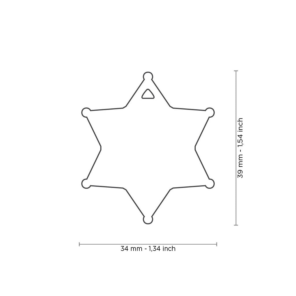 Misure Medaglietta personalizzabile per cani a forma di stella dello sceriffo MyFamily