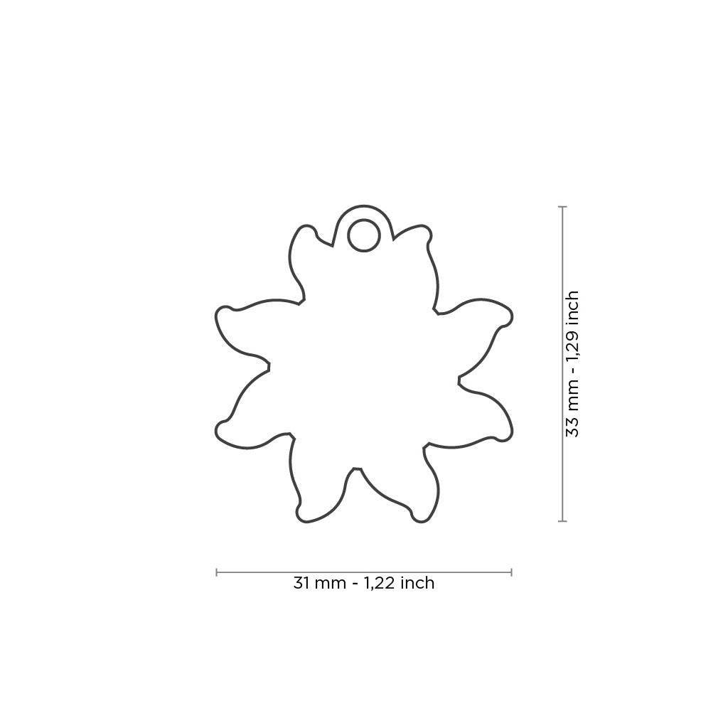 Misure medaglietta per cani incidibile a forma di Sole