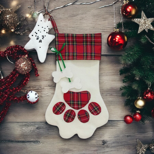 Calza natalizia per cani vuota a forma di zampa