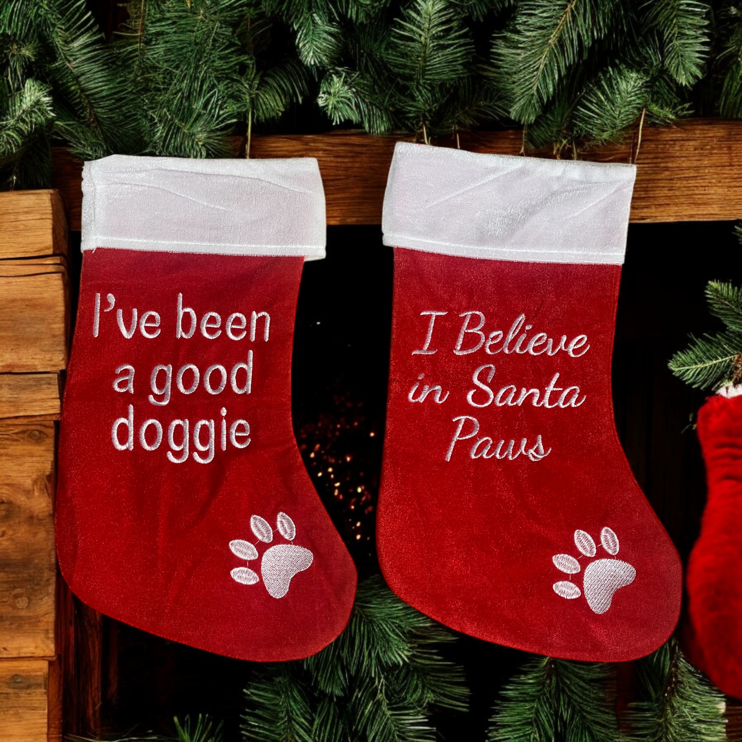 Calza Natalizia per cani da appendere vuota colore rosso