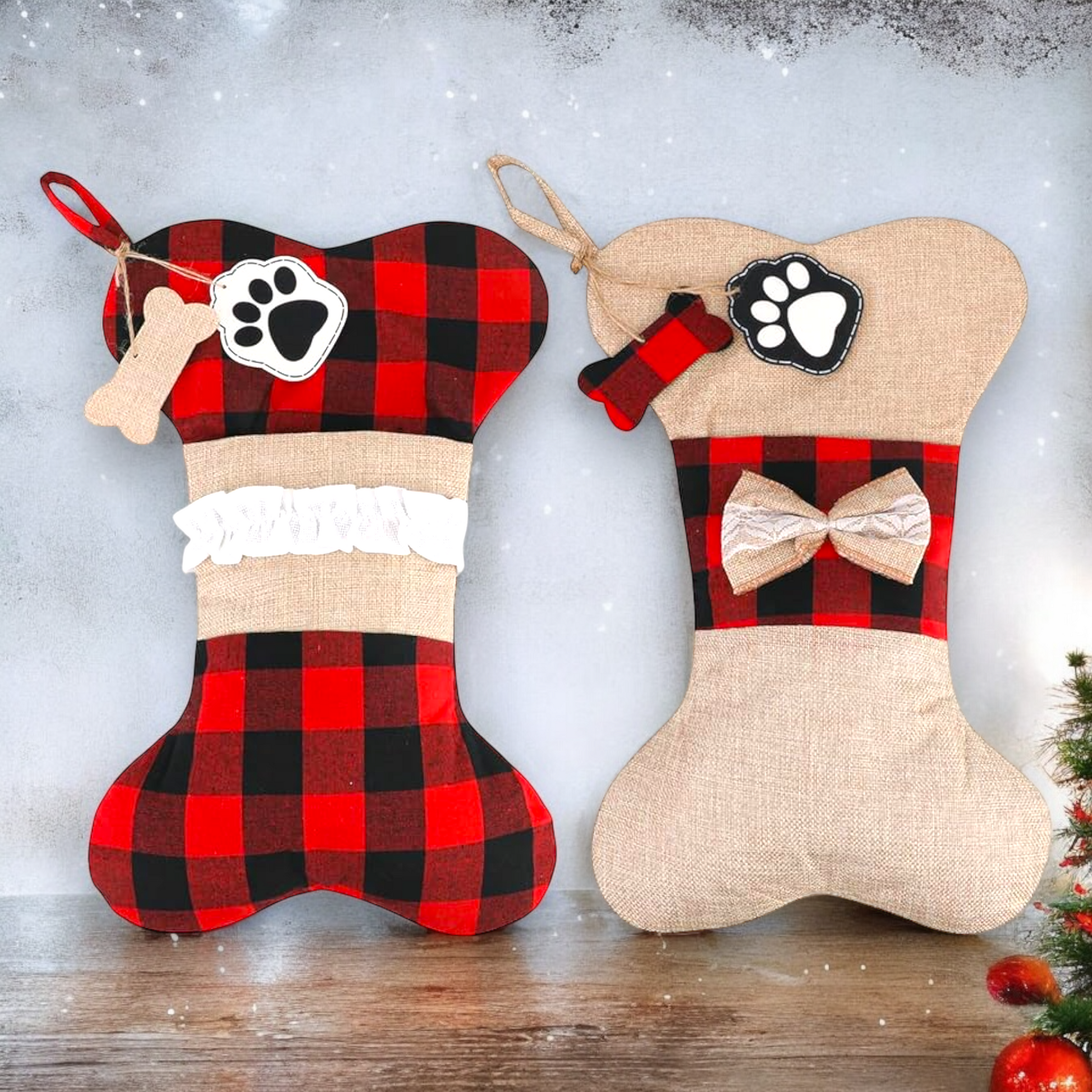 Calza natalizia per cani a forma di osso