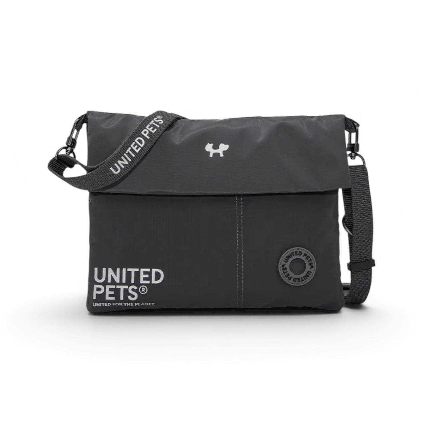 City Bag United Pets nera – borsa da passeggio per cani con tasca portasacchetti e chiusura magnetica