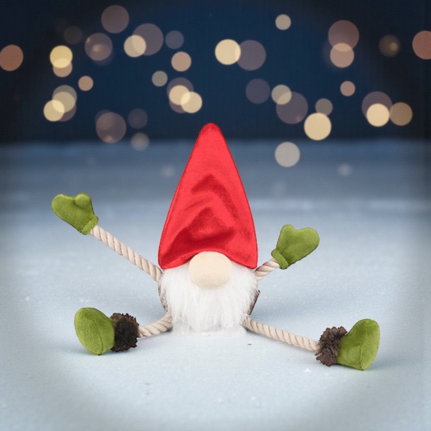 Gnomo giocattolo per cani con corde e sonaglio