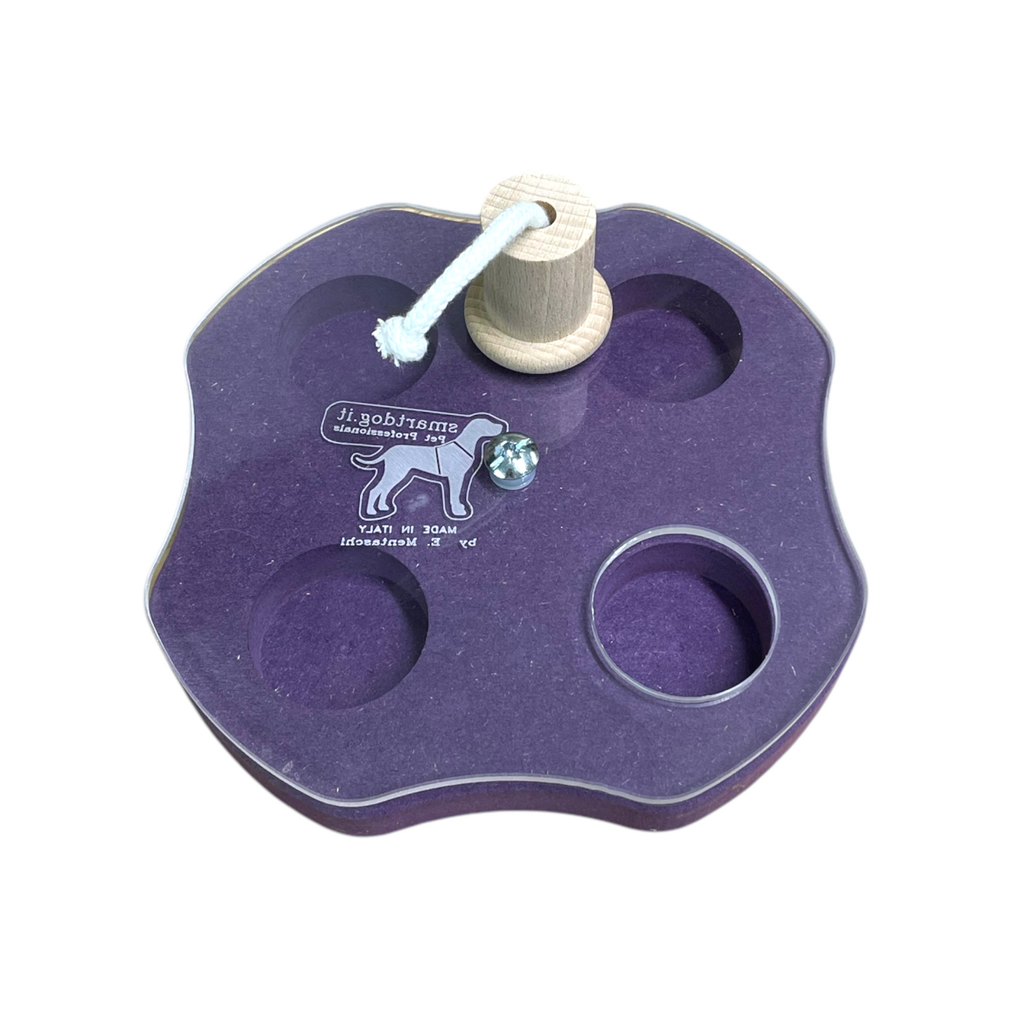 Gioco di Problem solving per cani con piani rotanti in legno e plexiglass