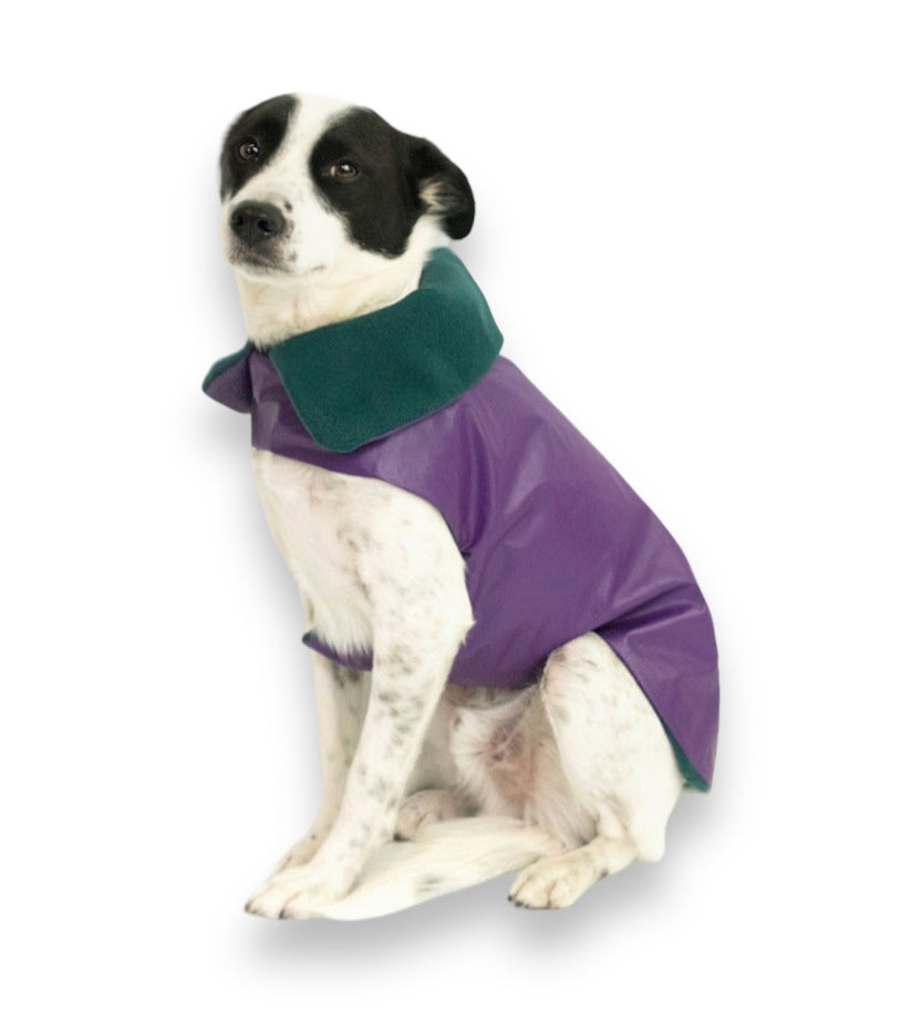 Interno verde del cappottino impermeabile reversibile - Lussianinda per cani