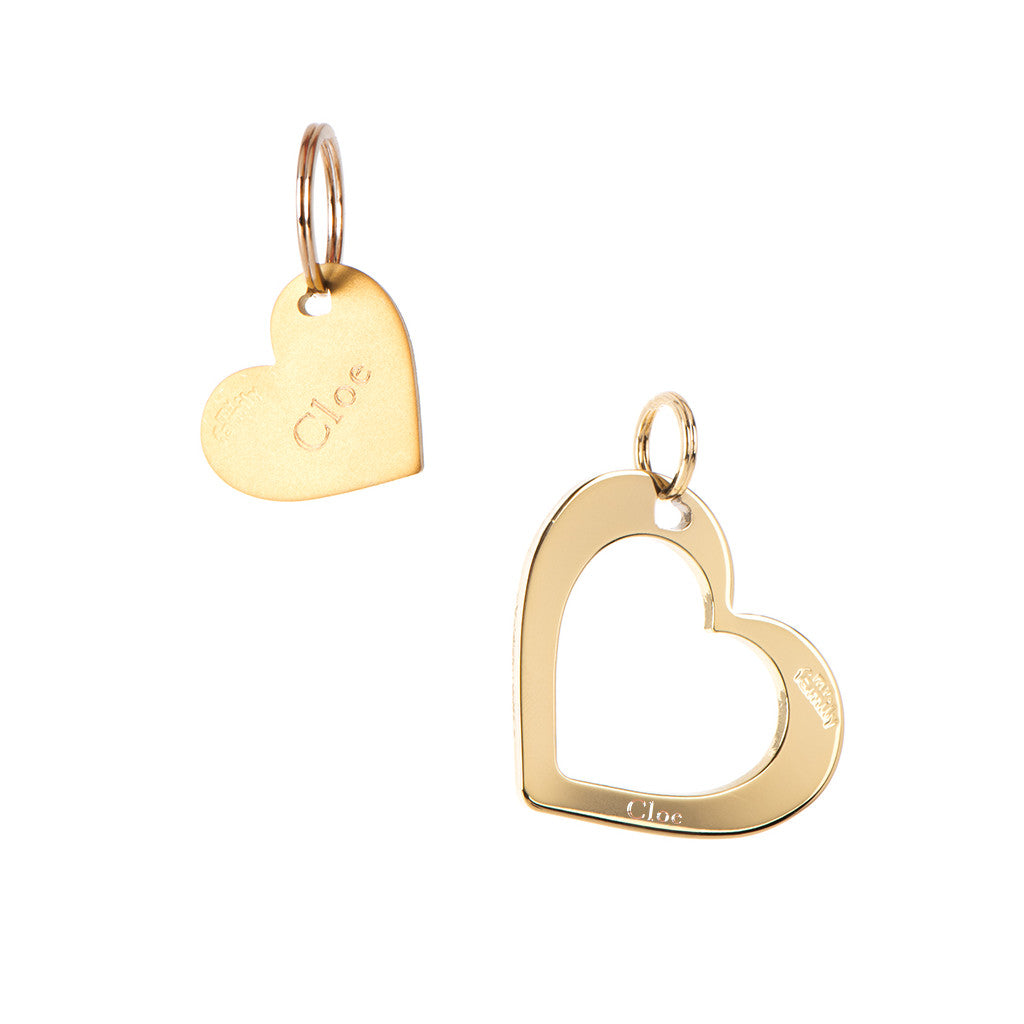 Medaglietta per cani con ciondolo per persona due cuori che si uniscono oro