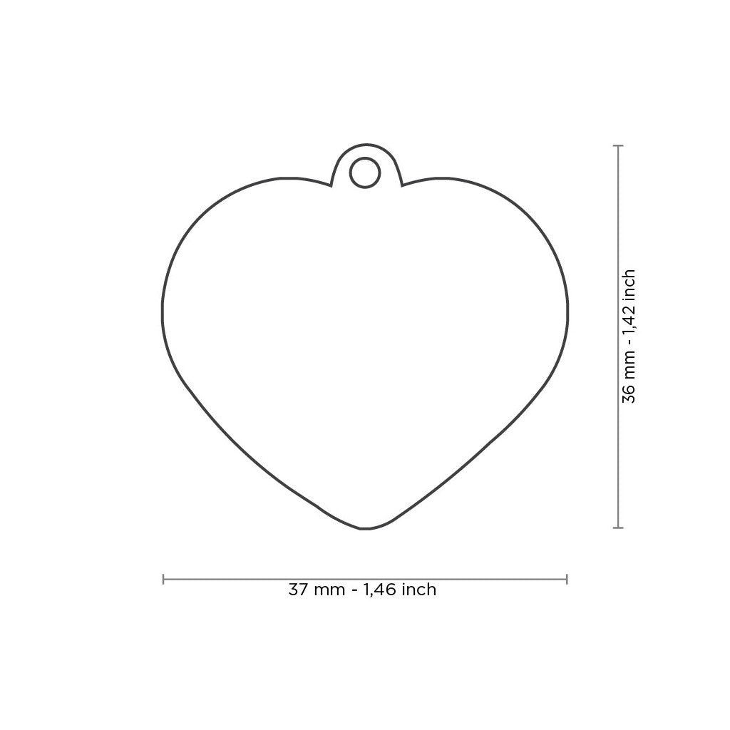 Schema misure medaglietta Rainbow Cuore personalizzabile per cani - MyFamily