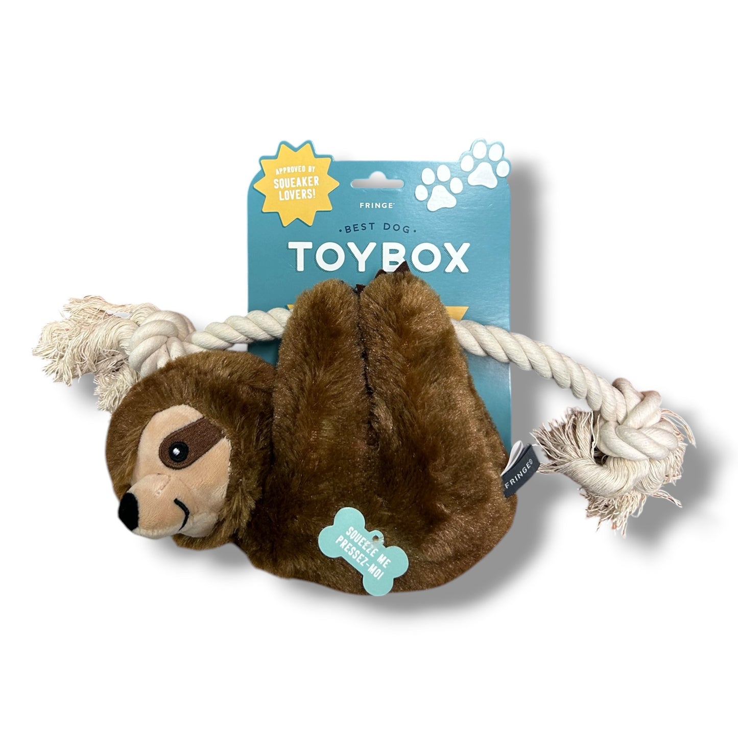Sluggish Stanley bradipo peluche gioco con corda per cani – squeaker integrato | Fringe Studio | DOG IS GOOD