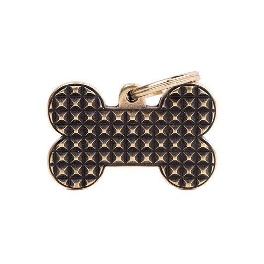 Medaglietta cane osso metallo personalizzabile ottone