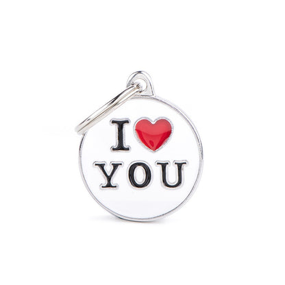 Medaglietta personalizzabile per cani con scritta I LOVE YOU