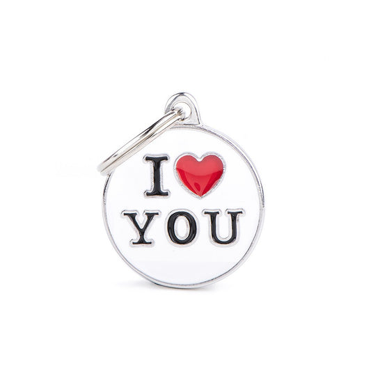 Medaglietta personalizzabile per cani con scritta I LOVE YOU