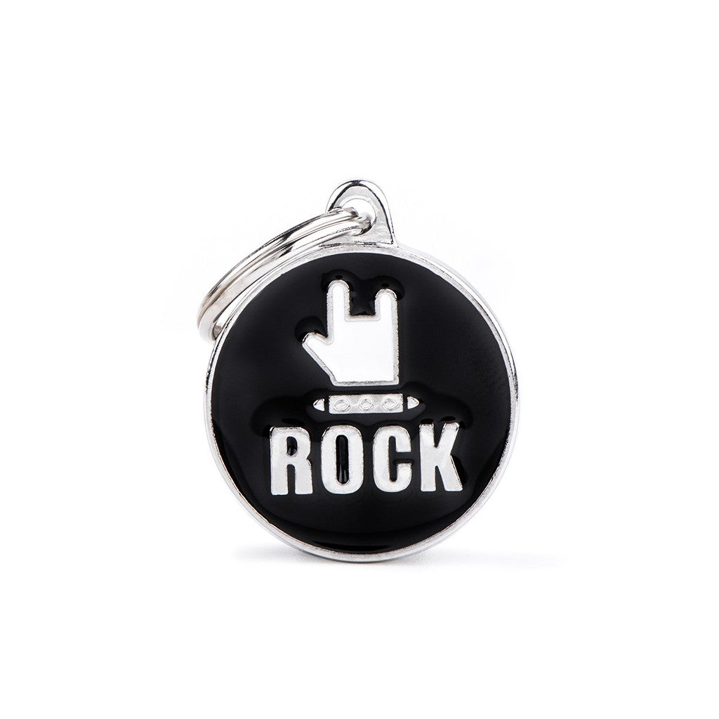 Medaglietta personalizzata per cani in metallo con logo "ROCK" piccola
