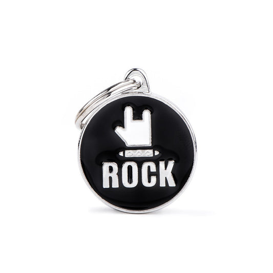 Medaglietta personalizzata per cani in metallo con logo "ROCK" piccola
