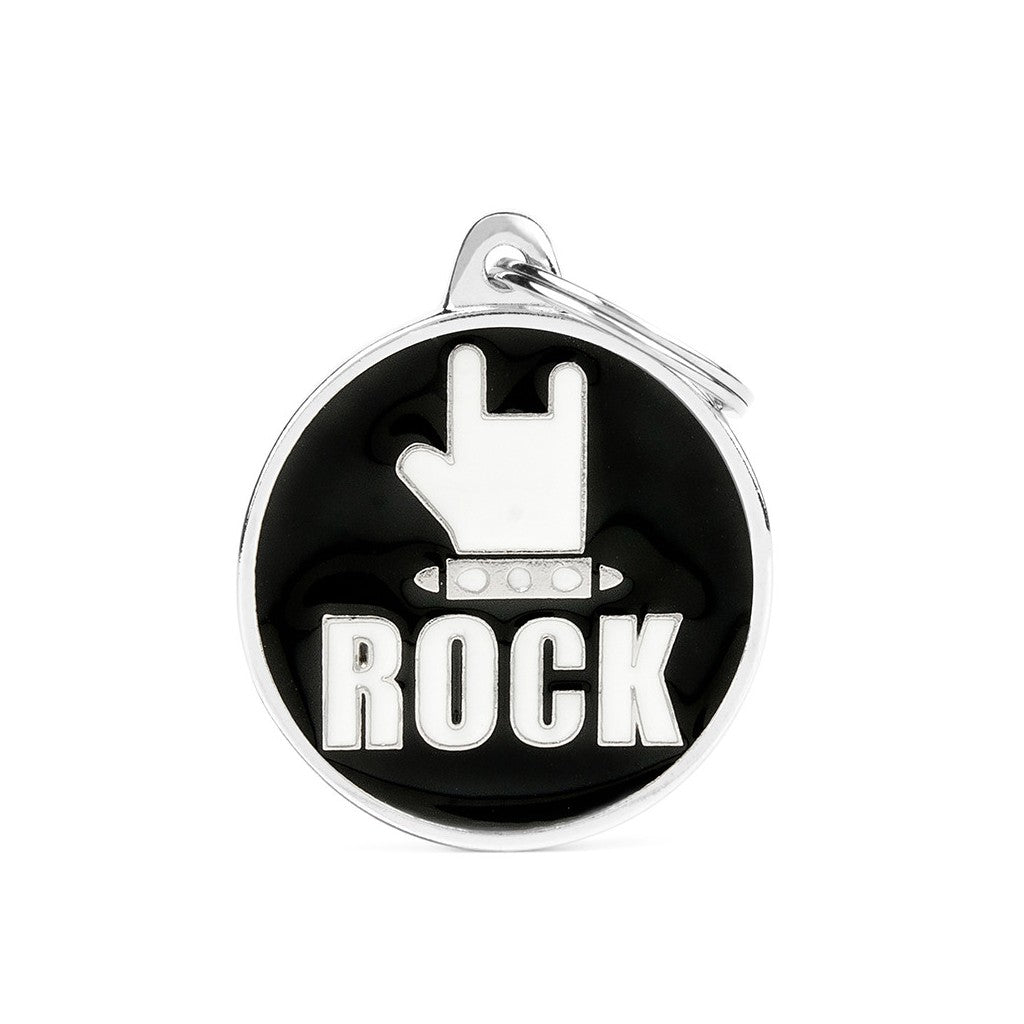Medaglietta personalizzata per cani in metallo con logo "ROCK"
