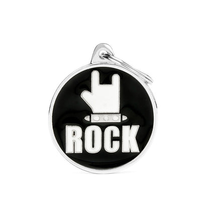 Medaglietta personalizzata per cani in metallo con logo "ROCK"