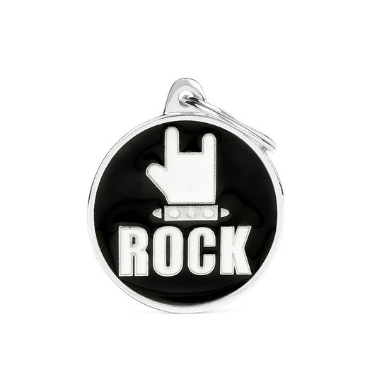 Medaglietta personalizzata per cani in metallo con logo "ROCK"
