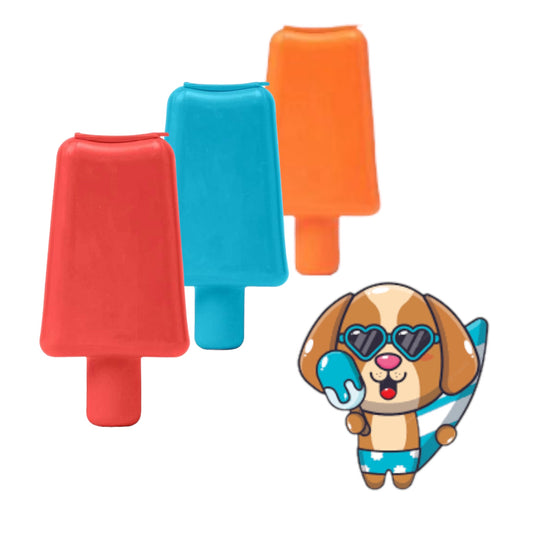 Cool Pops United Pets – gioco rinfrescante per cani da congelare in gomma, disponibile in arancio, turchese e rosso.
