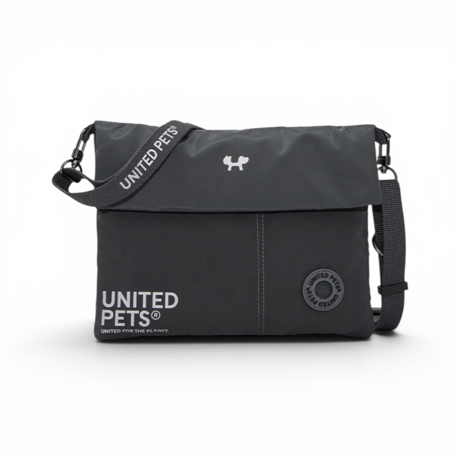 City Bag United Pets nera – borsa da passeggio per cani con tasca portasacchetti e chiusura magnetica