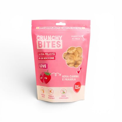 Dog Heroes Crunchy Bites Love – premietto naturale per cani al gusto fragola e rosa canina, iperproteico