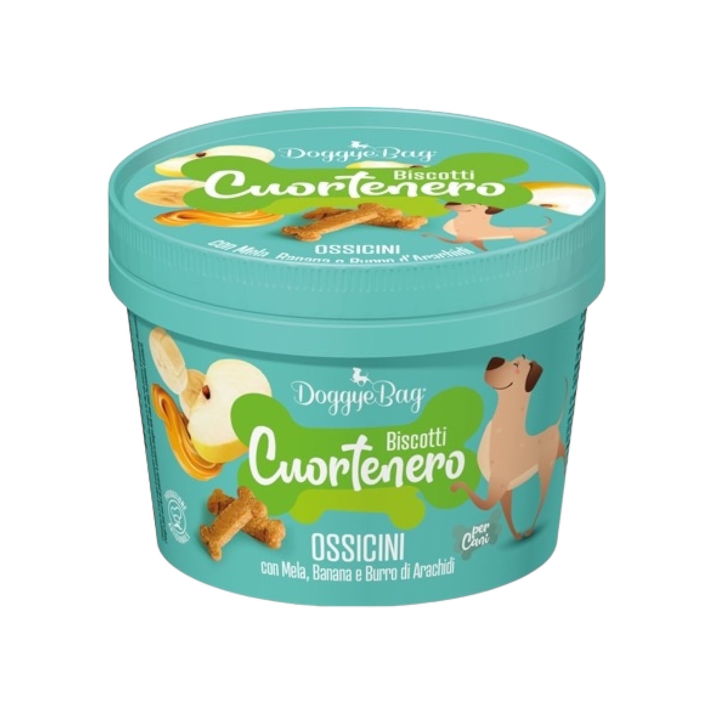 Cuortenero Ossicini con mela banana e burro d'arachidi biscotti DoggyeBag 