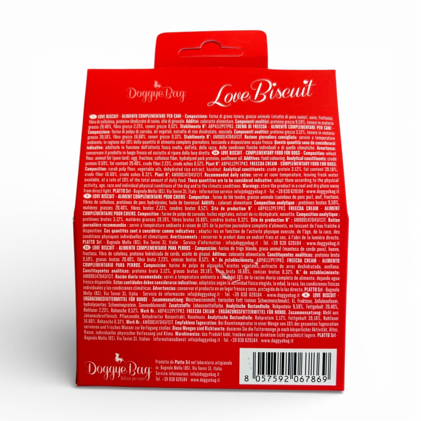 Biscotti artigianali per cani di San Valentino Doggyebag retro confezione
