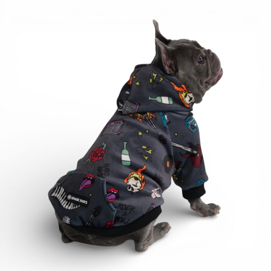Felpa con cappuccio Rock and Roll di Spark Paws