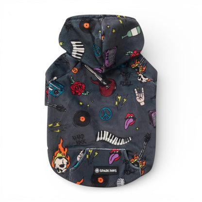 Felpa con cappuccio Rock and Roll di Spark Paws