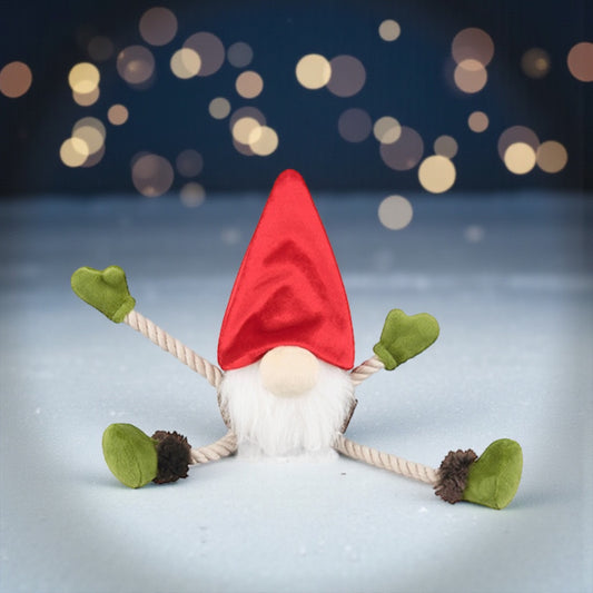 Gnomo giocattolo per cani con corde e sonaglio