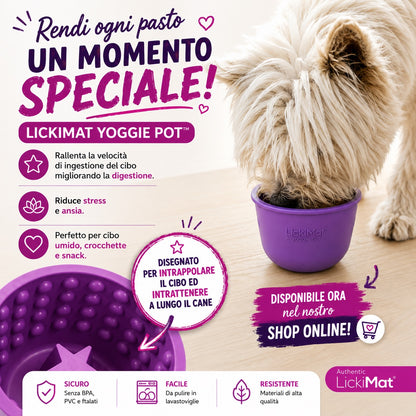 LickiMat Yoggie Pot – ciotola leccatoio antistress per cani in gomma naturale, slow feeder lavabile in lavastoviglie