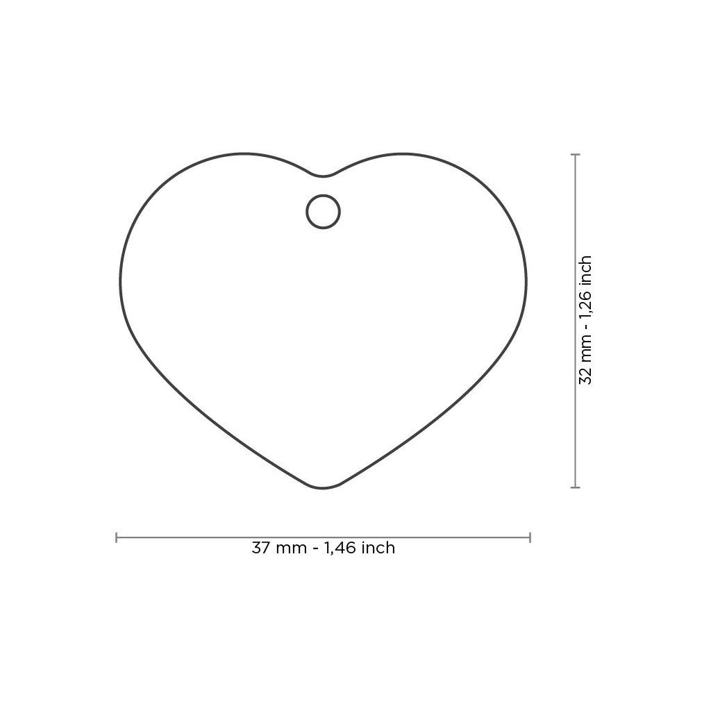 Medaglietta per cani in ottone personalizzabile a forma di cuore dorato misura grande. Misure