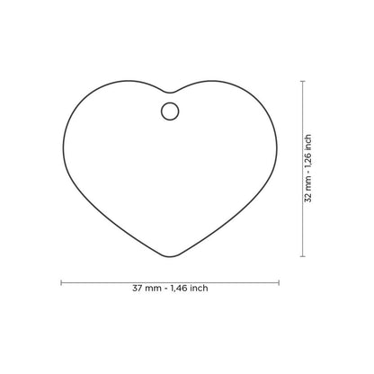 Medaglietta per cani in ottone personalizzabile a forma di cuore dorato misura grande. Misure