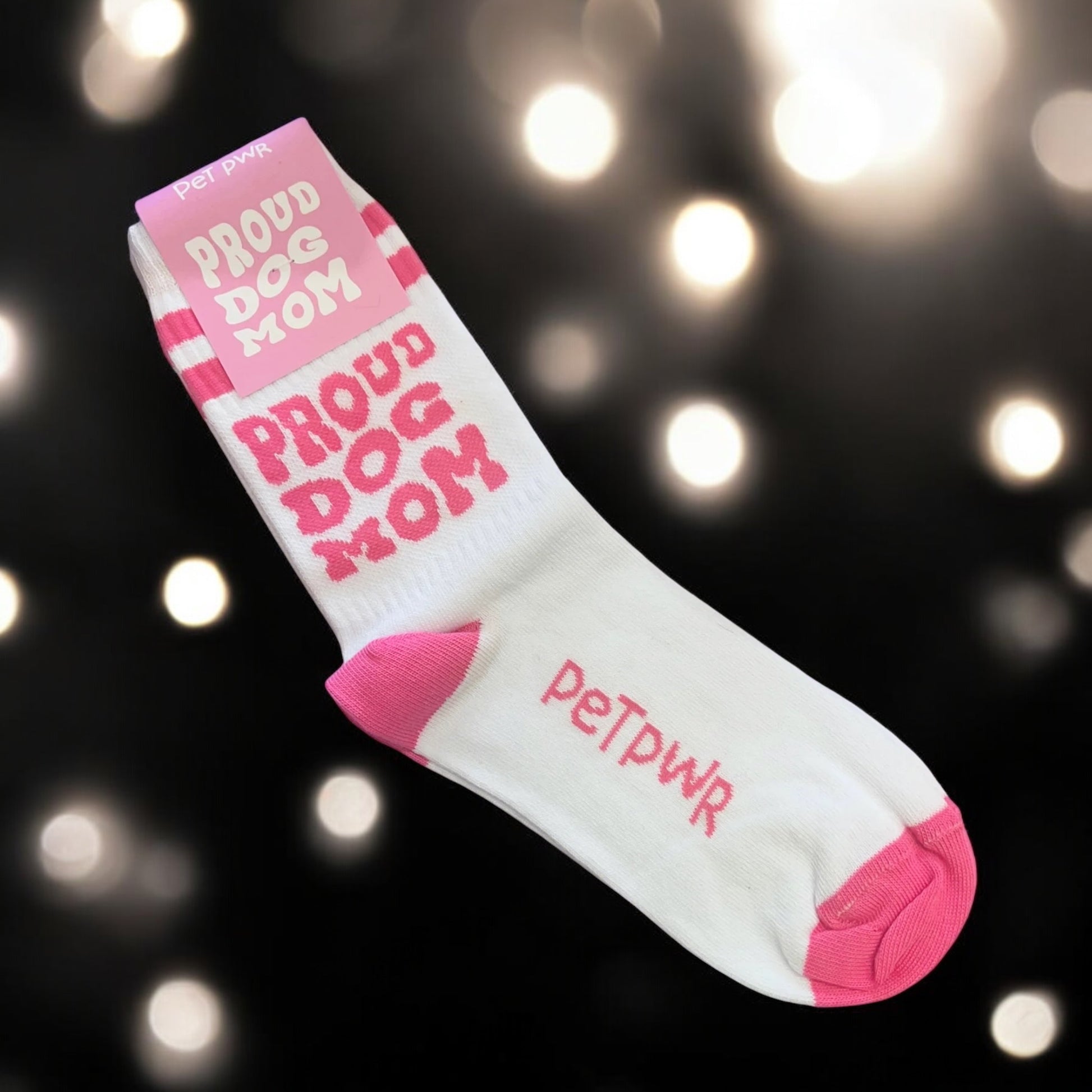 Calze con ricamo PROUD DOG MOM rosa