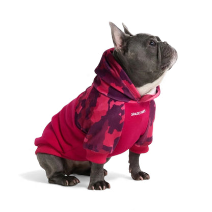 Felpa per cani morbida fucsia camo