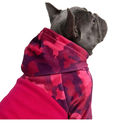 Felpa per cani morbida fucsia camo