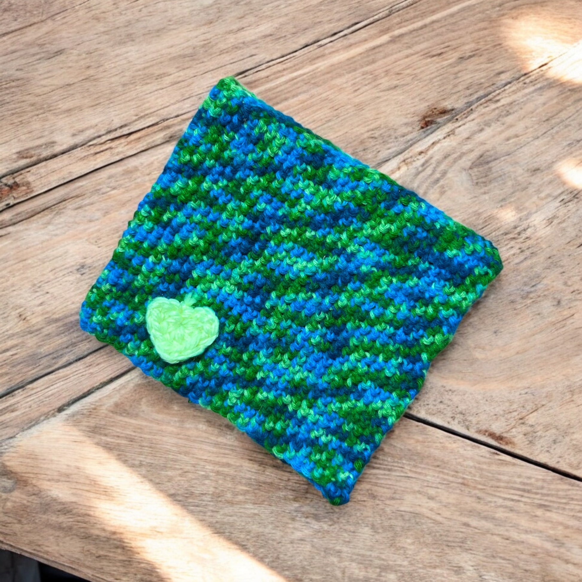 Scaldacollo in lana handmade per cani protezione freddo e vento blu e verde - Buff Dog Is Good
