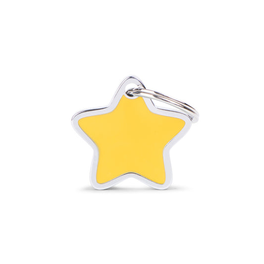 Medaglietta Charms Stella Gialla con finitura artigianale su collare cane - MyFamily
