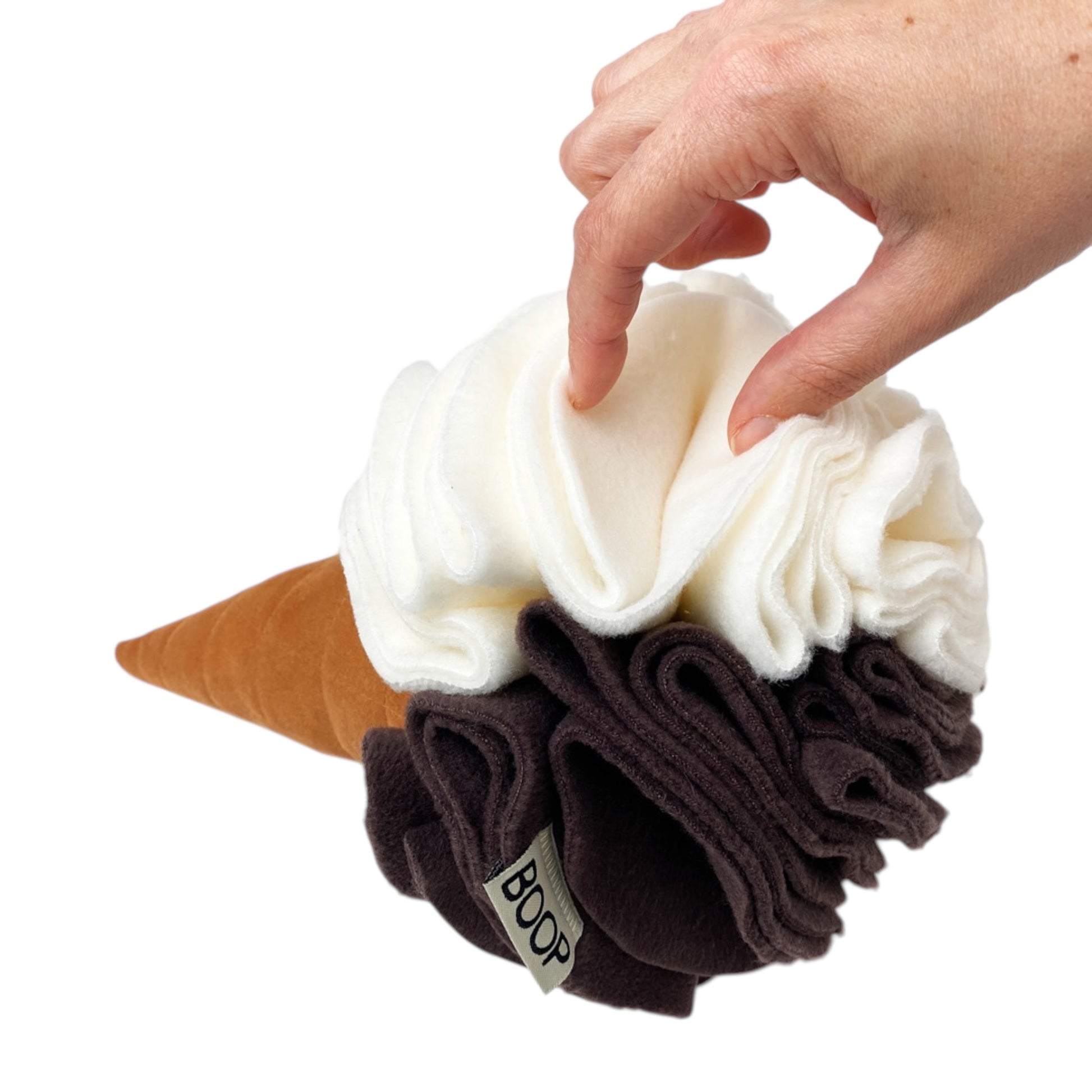 Dettagli strati Cono Gelato Olfattivo per cani – gioco artigianale in tessuto morbido, Made in Italy | Boop The Snoot