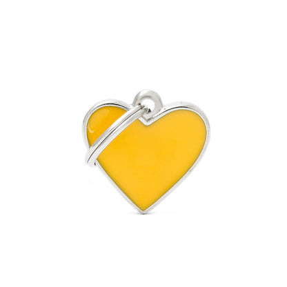 Medaglietta a forma di cuore giallo per cani personalizzabile - Cuore Giallo MyFamily