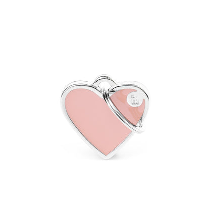 Medaglietta Cuore Rosa Basic Handmade MyFamily a forma di cuore rosa con bordo argentato e anellino