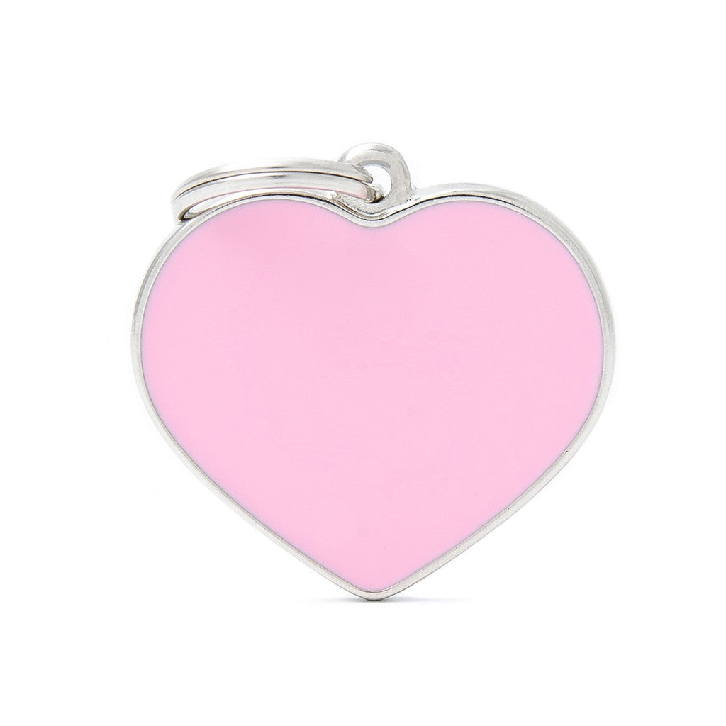 Medaglietta a forma di cuore rosa per cani personalizzabile - Cuore Rosa MyFamily