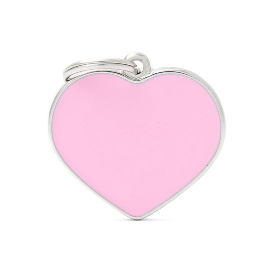 Medaglietta a forma di cuore rosa per cani personalizzabile - Cuore Rosa MyFamily