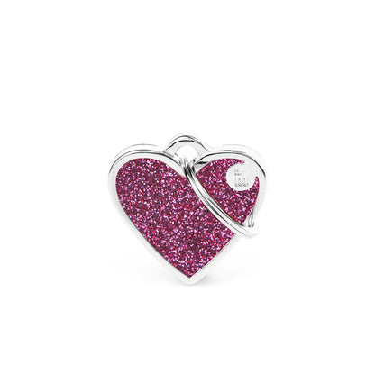 Medaglietta Cuore Rosa Shine Glitter MyFamily a forma di cuore rosa scintillante con anellino