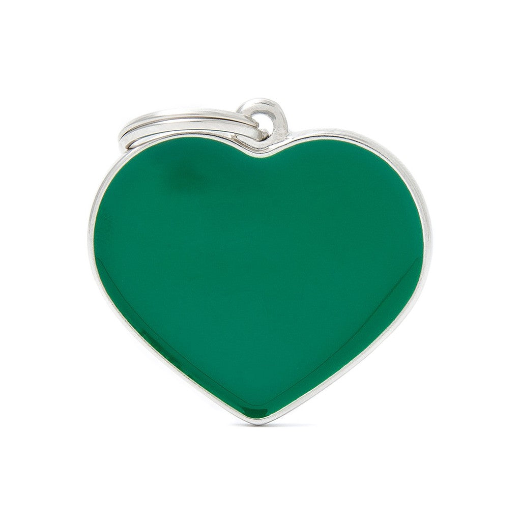Medaglietta a forma di cuore verde per cani personalizzabile - Cuore Verde MyFamily