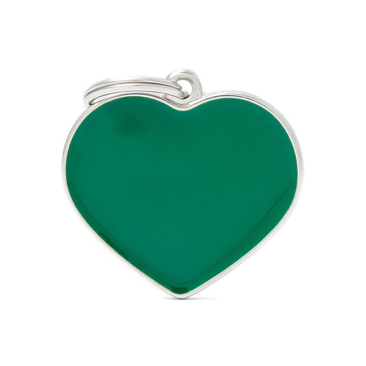 Medaglietta a forma di cuore verde per cani personalizzabile - Cuore Verde MyFamily