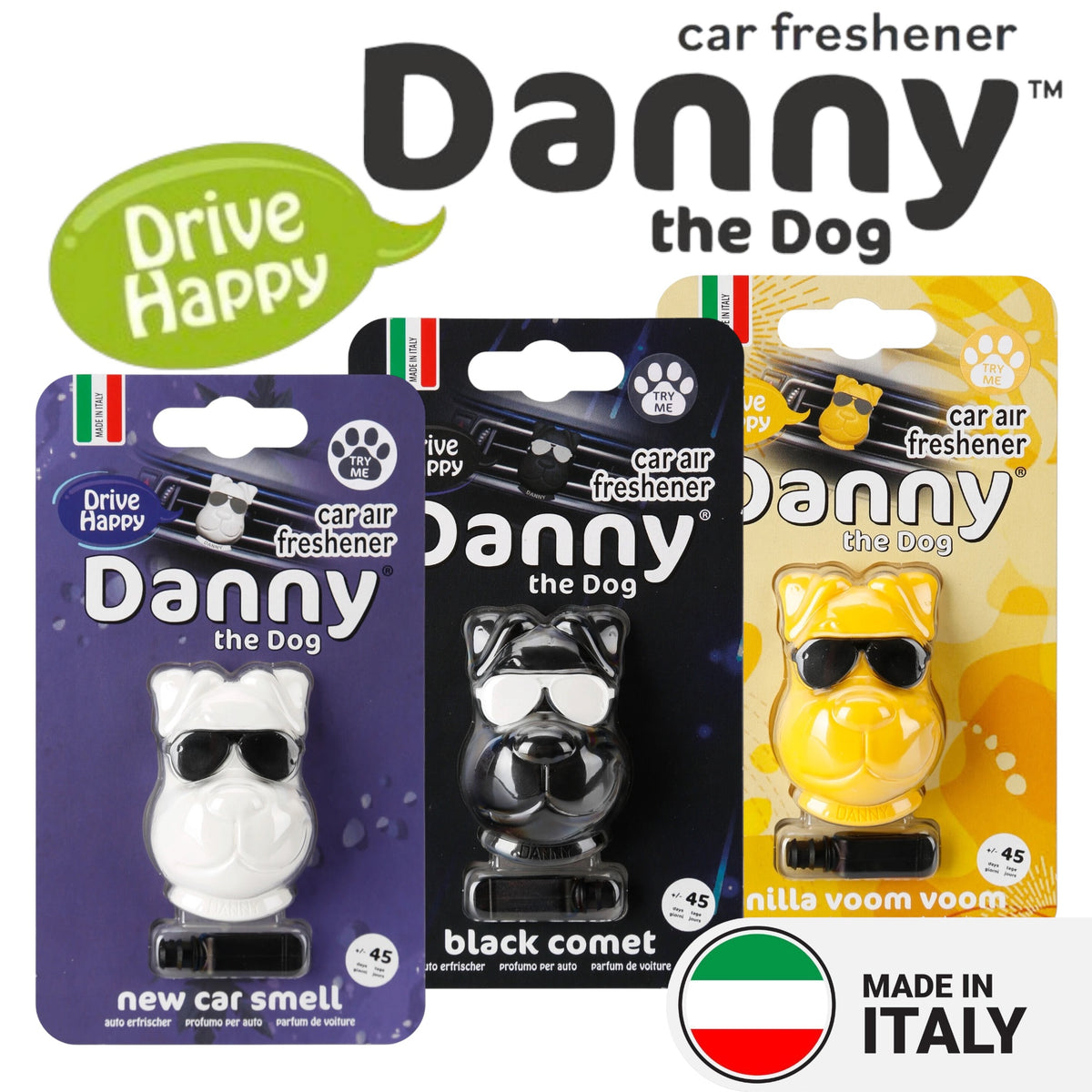 Danny the Dog profumatore per auto a tema cane – 9 fragranze, dura 45 giorni | Made in Italy