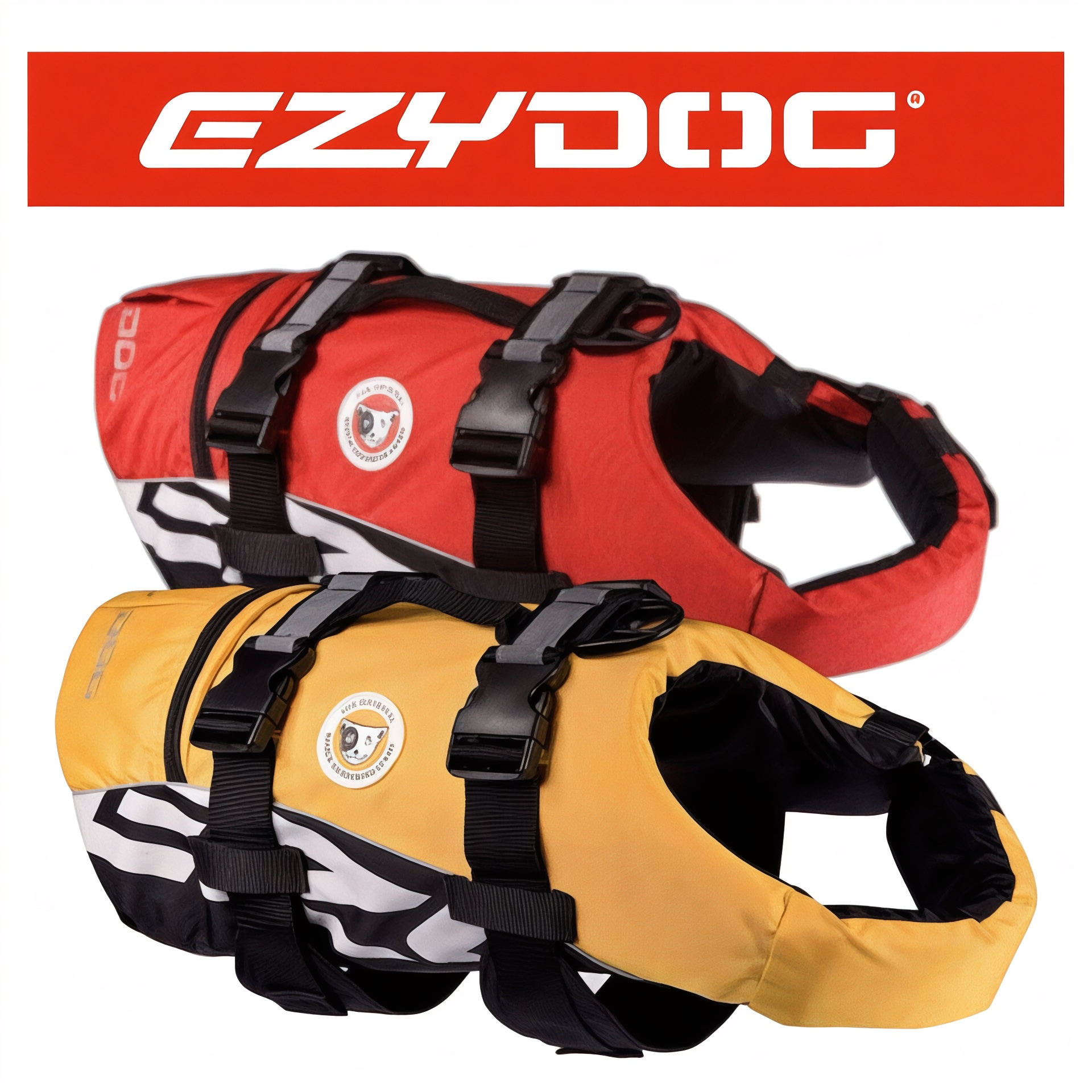 EzyDog DFD Life Jacket Rosso e Giallo – giubbotto di salvataggio per cani, schiuma ultra-galleggiante, 5 taglie XS-XL
