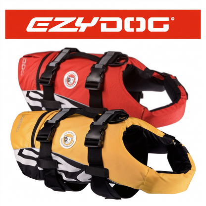 EzyDog DFD Life Jacket Rosso e Giallo – giubbotto di salvataggio per cani, schiuma ultra-galleggiante, 5 taglie XS-XL
