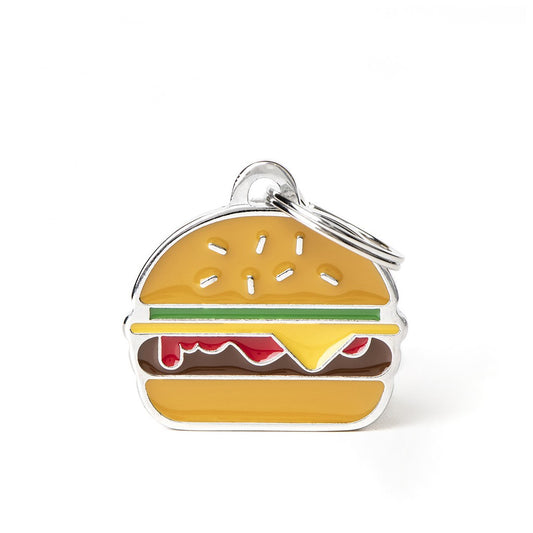 Medaglietta Food Burger con finitura artigianale su collare cane - MyFamily